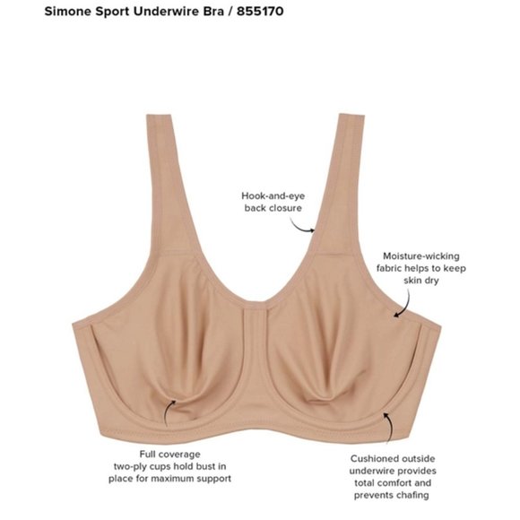 WACOAL | Simone High Impact Sports Underwire Bra | Blue/Gray | 42D - Picture 3 of 15